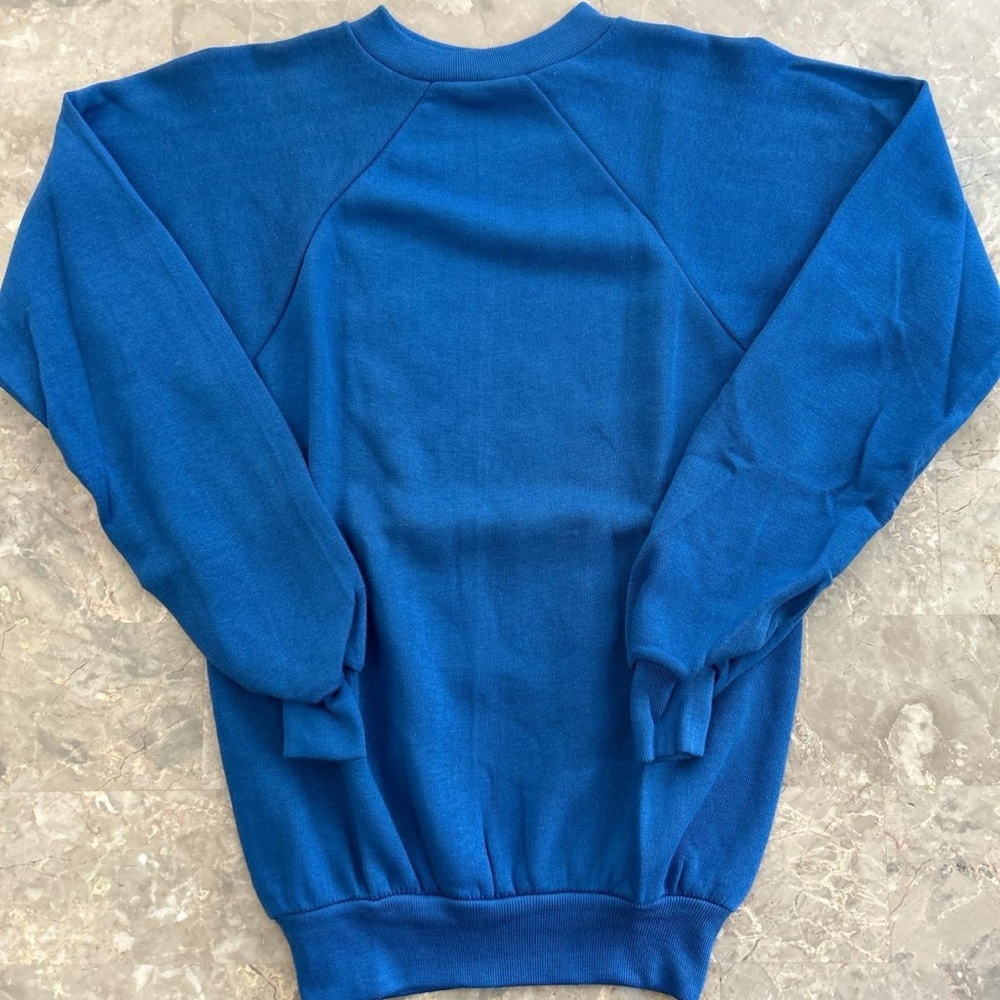 Vintage 1980s Healthknit Double Crown Blue Raglan Sweatshirt S (15.5x24.5)